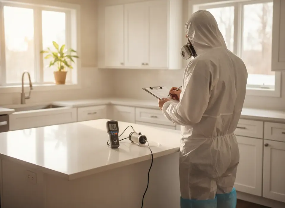 Assessor documenting a mold inspection